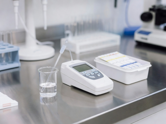 Laboratory testing equipment including electronic pH meter and testing strips